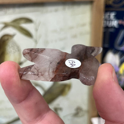 Cute Fire Quartz Hummingbird | Crystal Bird Carving | Red Hematoid Quartz