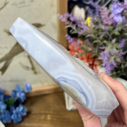 Large High Quality Blue Lace Agate Freeform | Druzy Blue Lace Agate | Crystal Flame