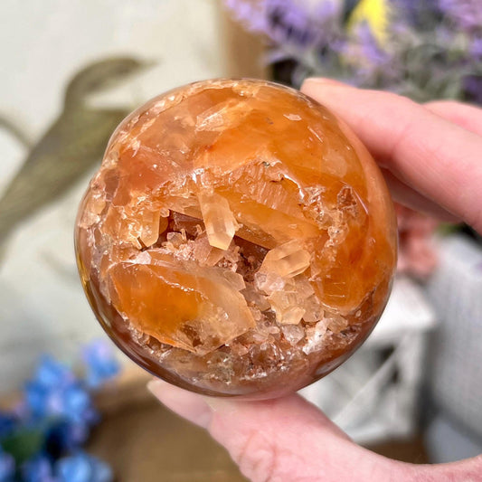 Unique Fire Quartz Sphere | Quartz Cluster Sphere | Orange Hematoid Quartz