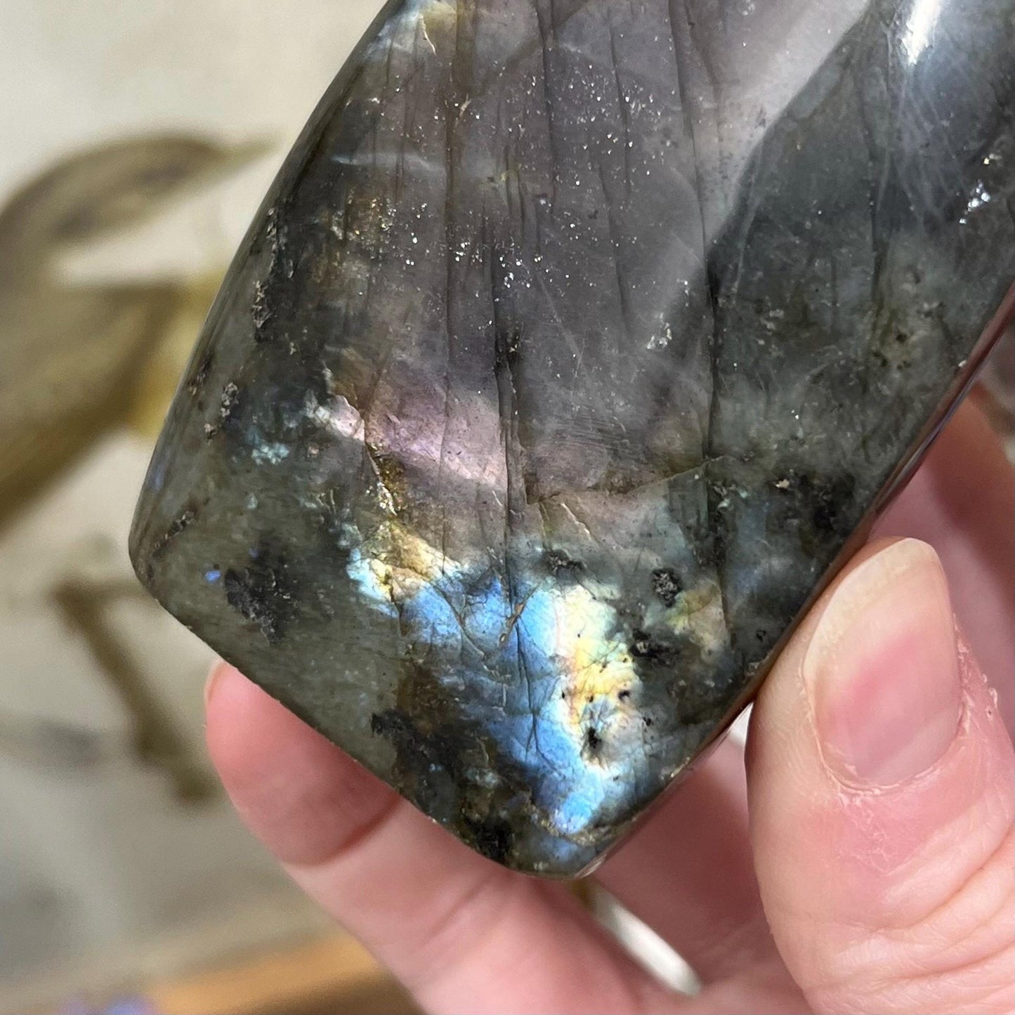 Small Purple Labradorite Freeform | Silver Labradorite | Rainbow Lab Freeform