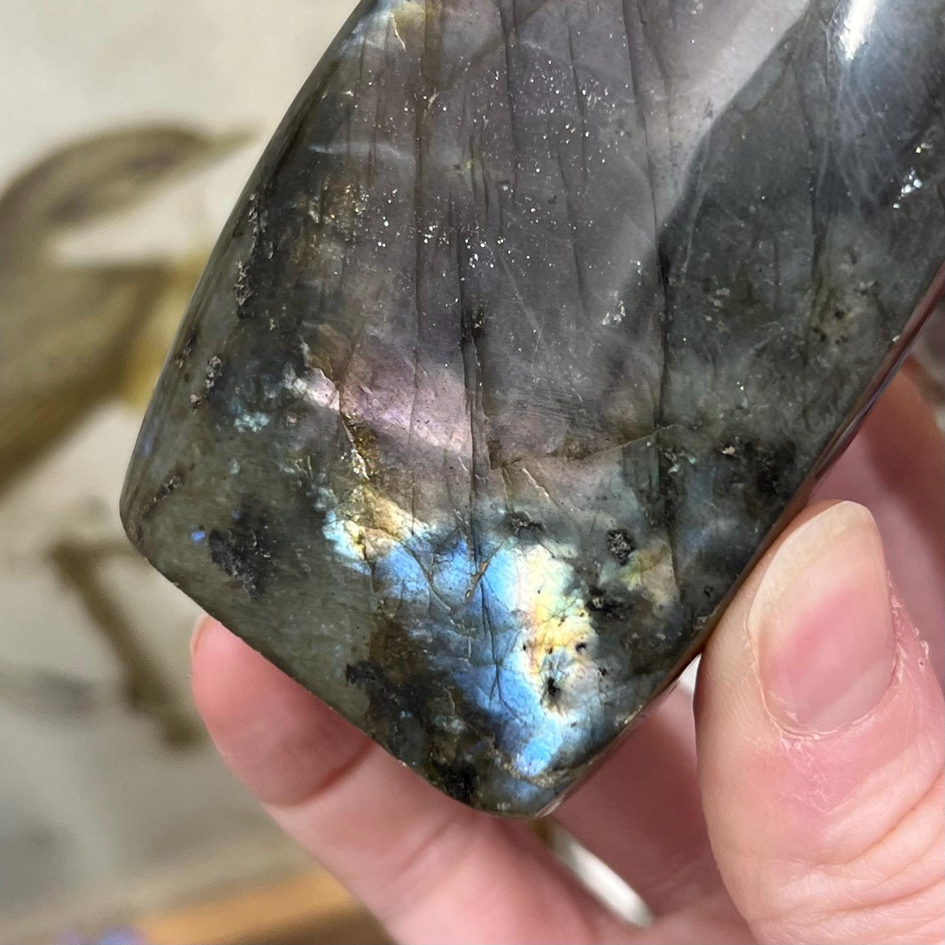 Small Purple Labradorite Freeform | Silver Labradorite | Rainbow Lab Freeform