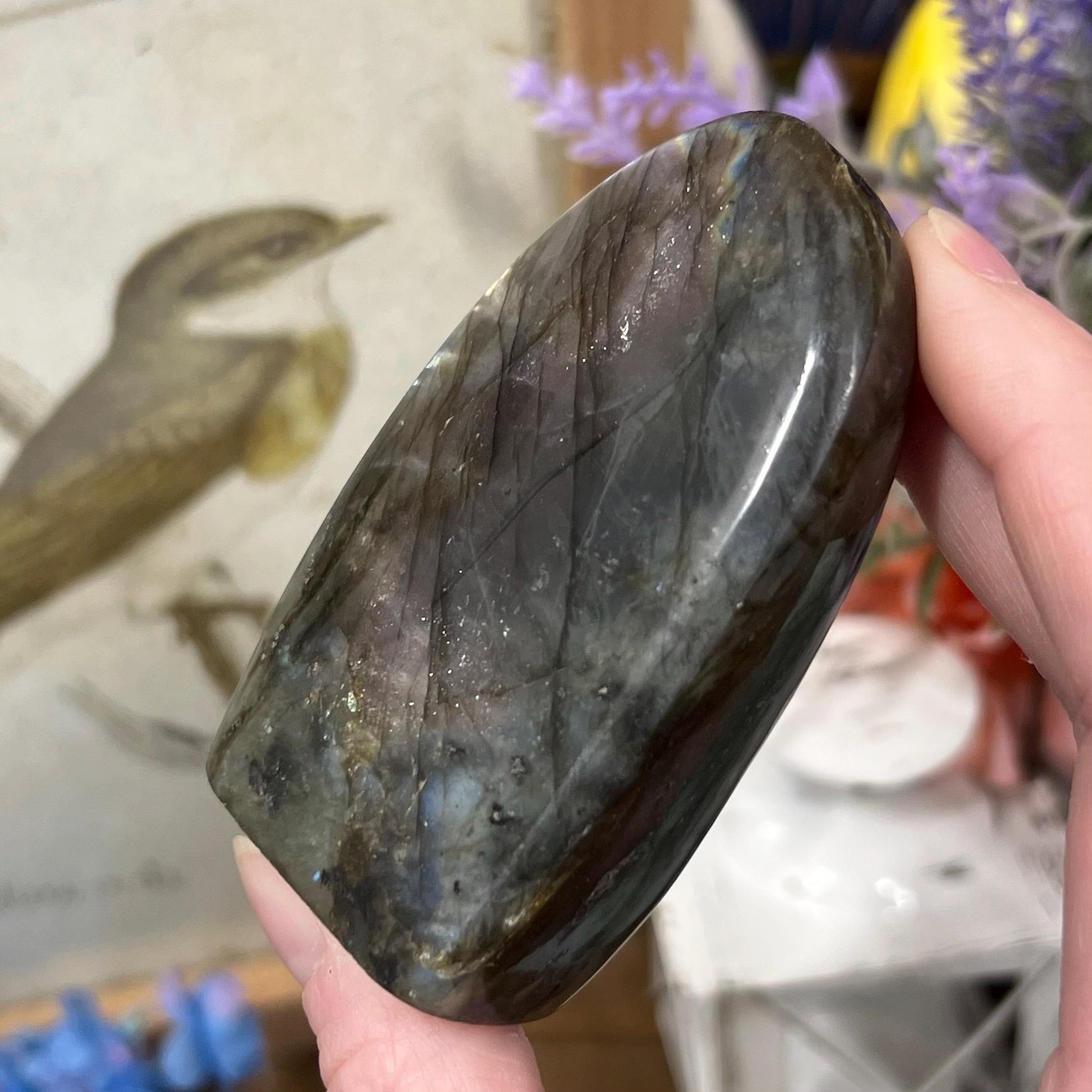 Small Purple Labradorite Freeform | Silver Labradorite | Rainbow Lab Freeform