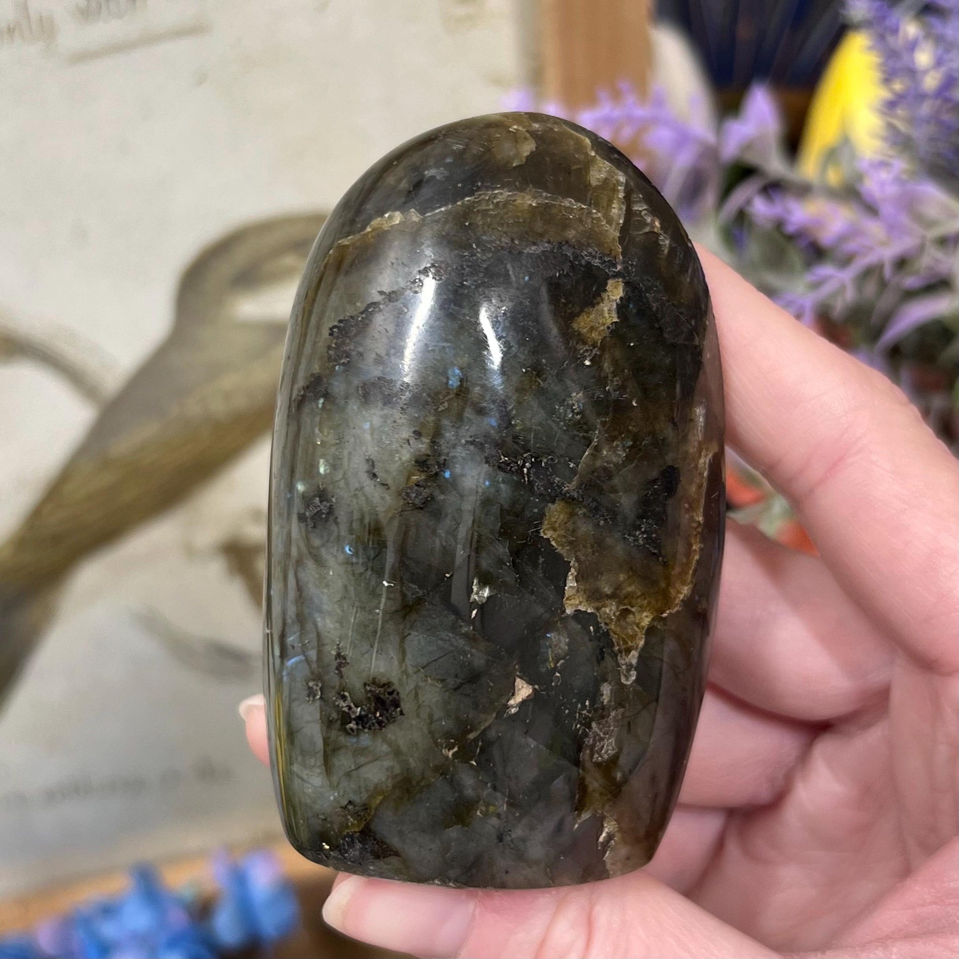 Small Purple Labradorite Freeform | Silver Labradorite | Rainbow Lab Freeform