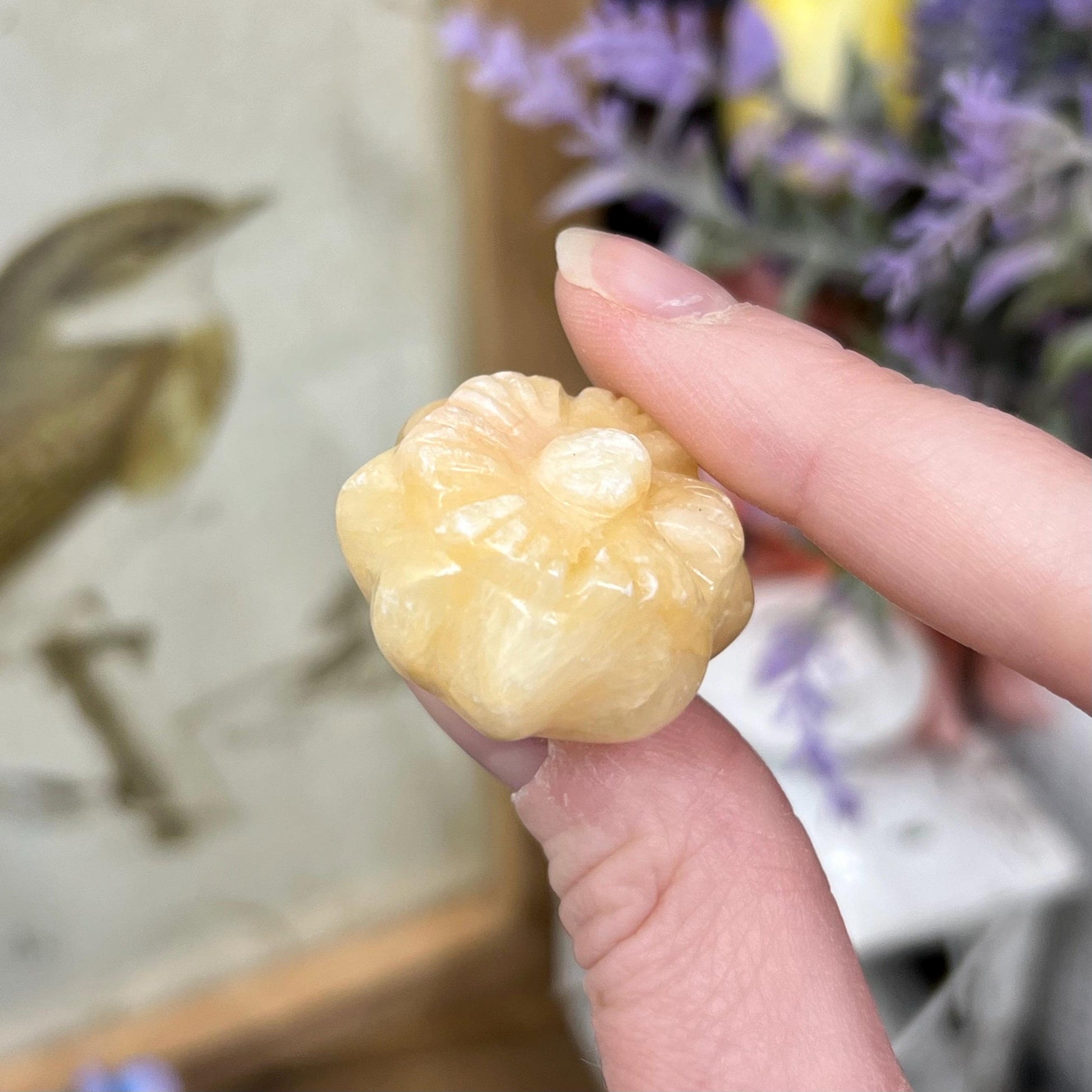 Calcite Pumpkin | Crystal Pumpkin Carving | Yellow Calcite