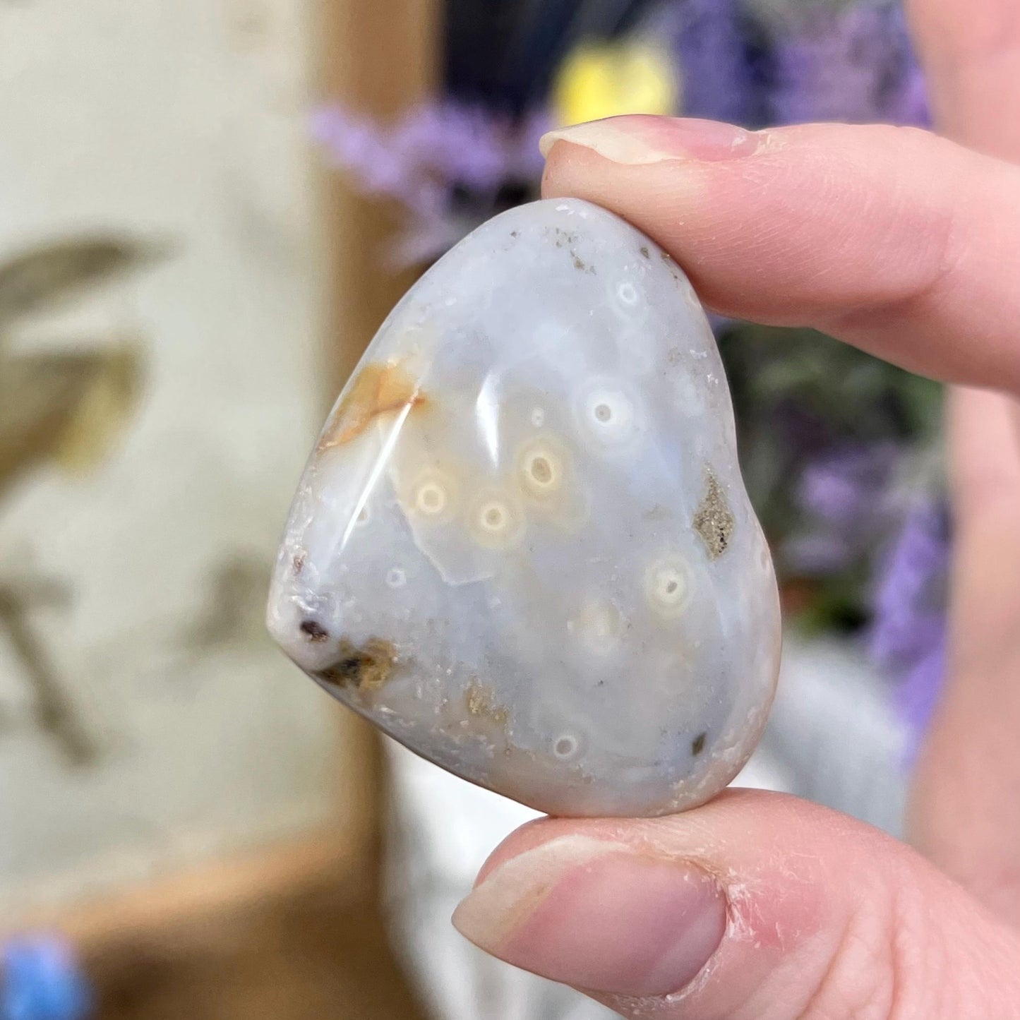 Sea Jasper Heart | Orbicular Sea Jasper | Crystal Heart Carving