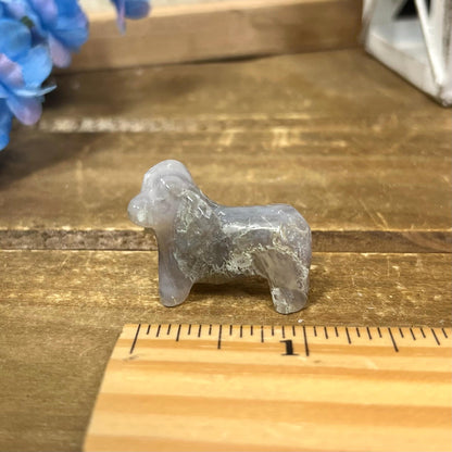 Small Moss Agate Dog Carving | Crystal Dog | Dachshund Carving