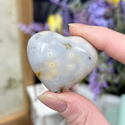 Sea Jasper Heart | Orbicular Sea Jasper | Crystal Heart Carving