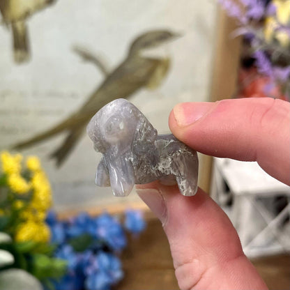 Small Moss Agate Dog Carving | Crystal Dog | Dachshund Carving