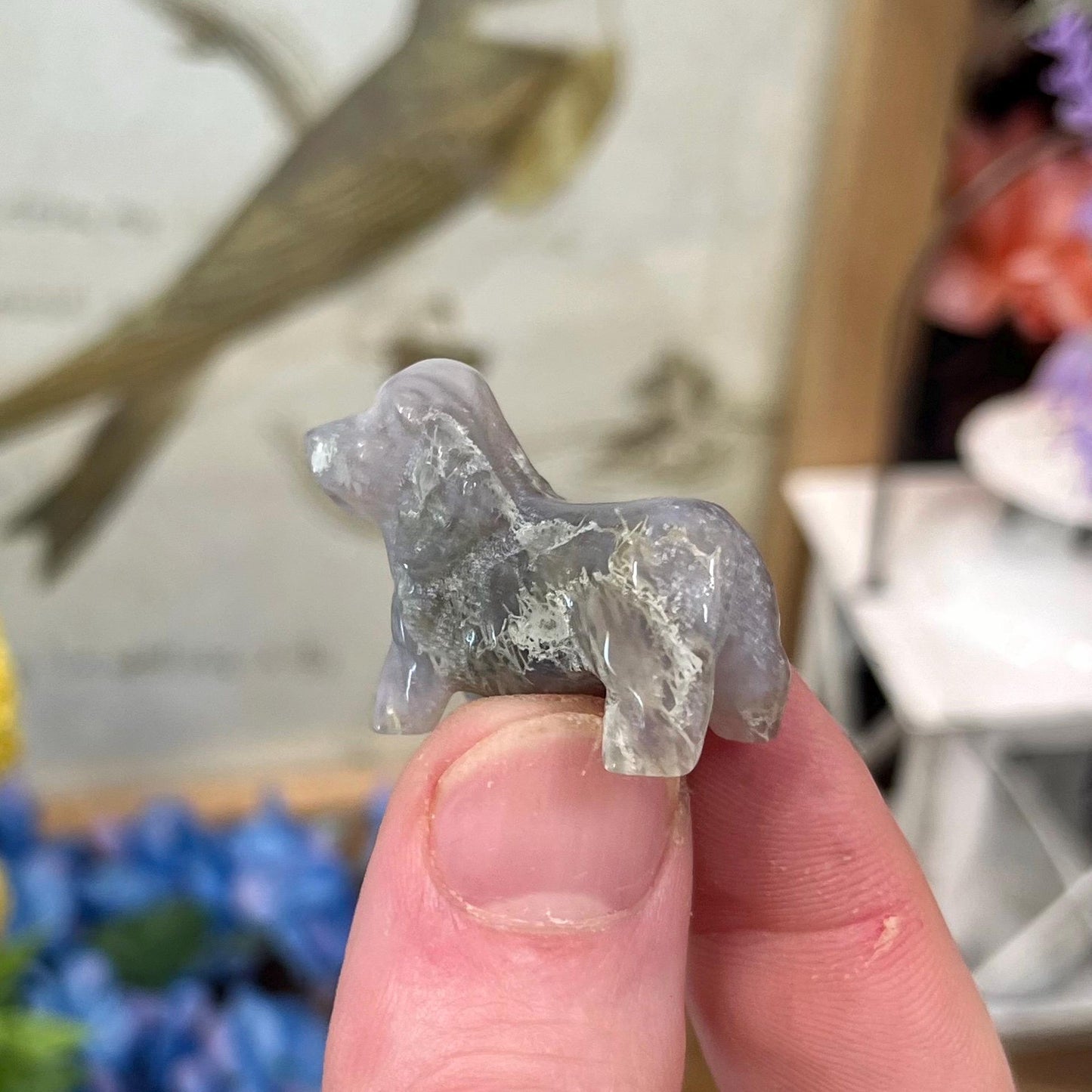 Small Moss Agate Dog Carving | Crystal Dog | Dachshund Carving