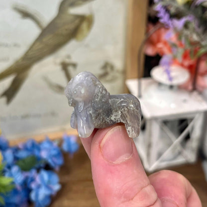 Small Moss Agate Dog Carving | Crystal Dog | Dachshund Carving