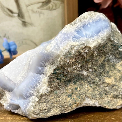 XL High Quality Raw Blue Lace Agate Geode | Druzy Blue Lace Agate