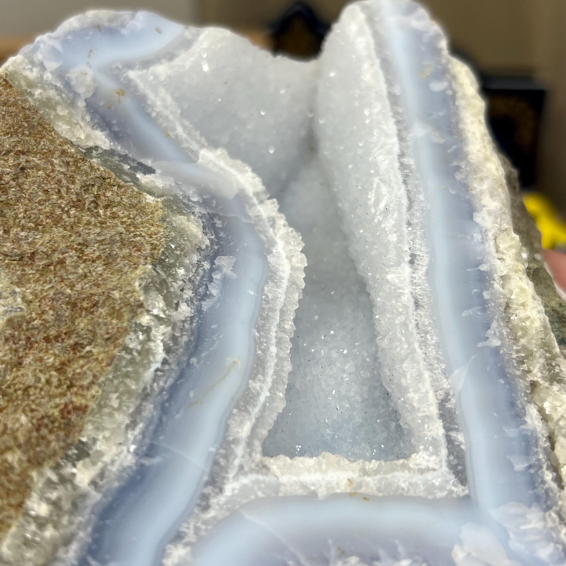 XL High Quality Raw Blue Lace Agate Geode | Druzy Blue Lace Agate