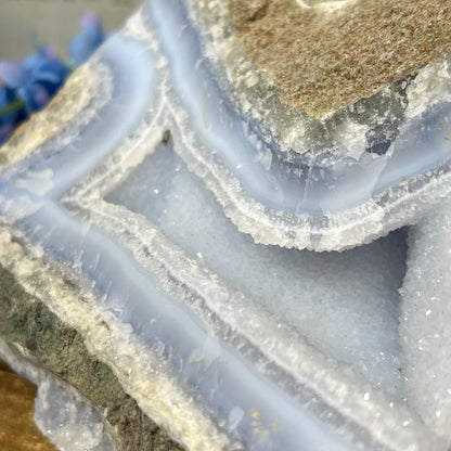 XL High Quality Raw Blue Lace Agate Geode | Druzy Blue Lace Agate