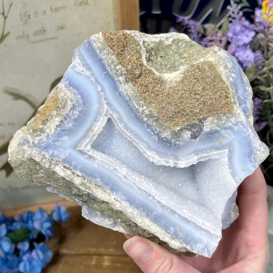 XL High Quality Raw Blue Lace Agate Geode | Druzy Blue Lace Agate