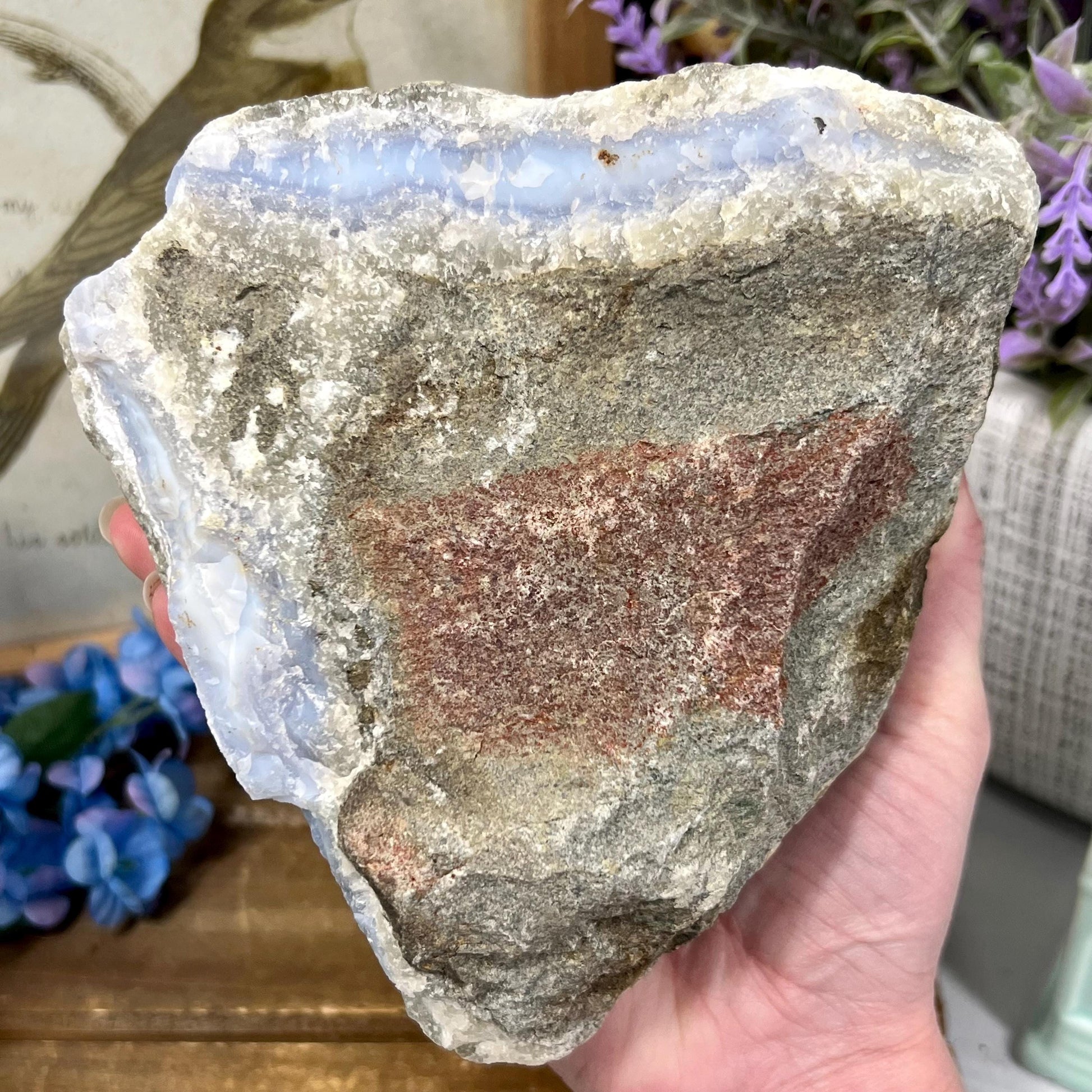 XL High Quality Raw Blue Lace Agate Geode | Druzy Blue Lace Agate