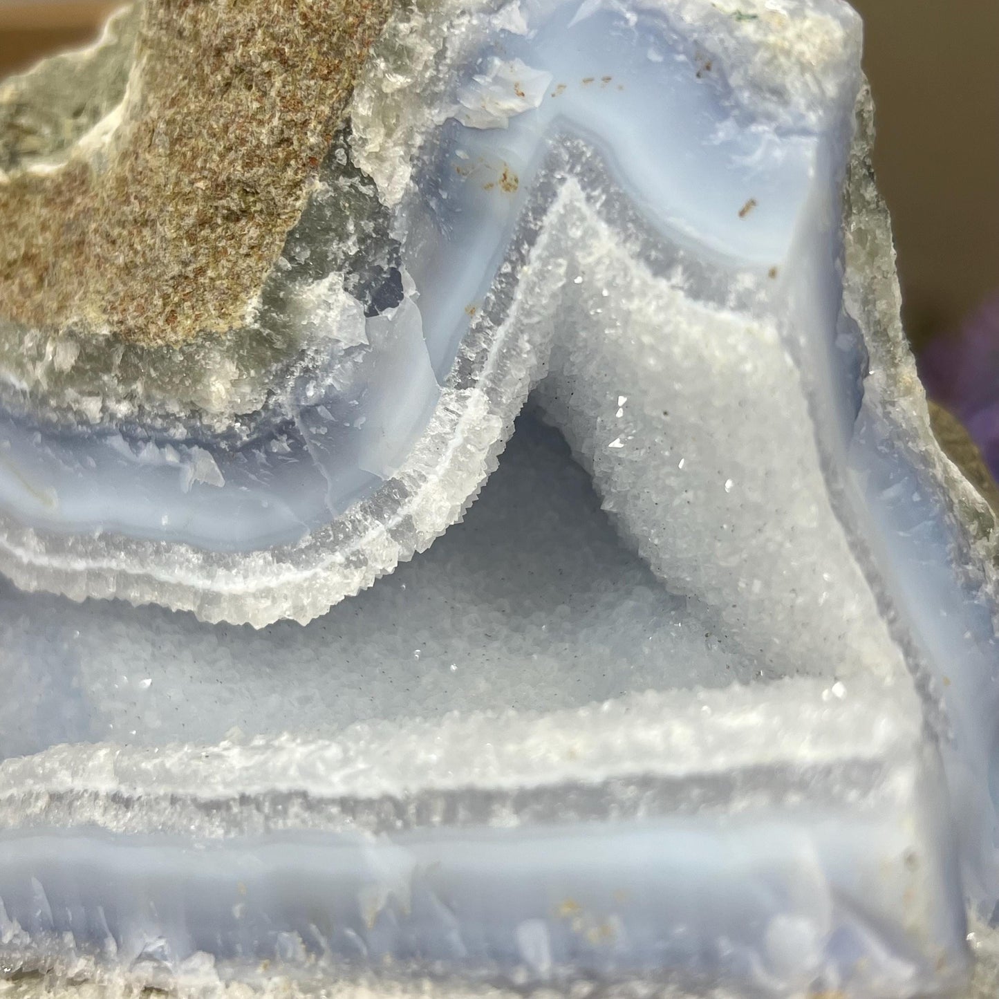 XL High Quality Raw Blue Lace Agate Geode | Druzy Blue Lace Agate