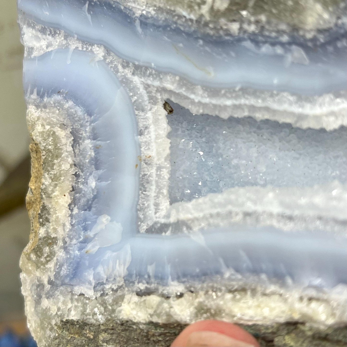 XL High Quality Raw Blue Lace Agate Geode | Druzy Blue Lace Agate