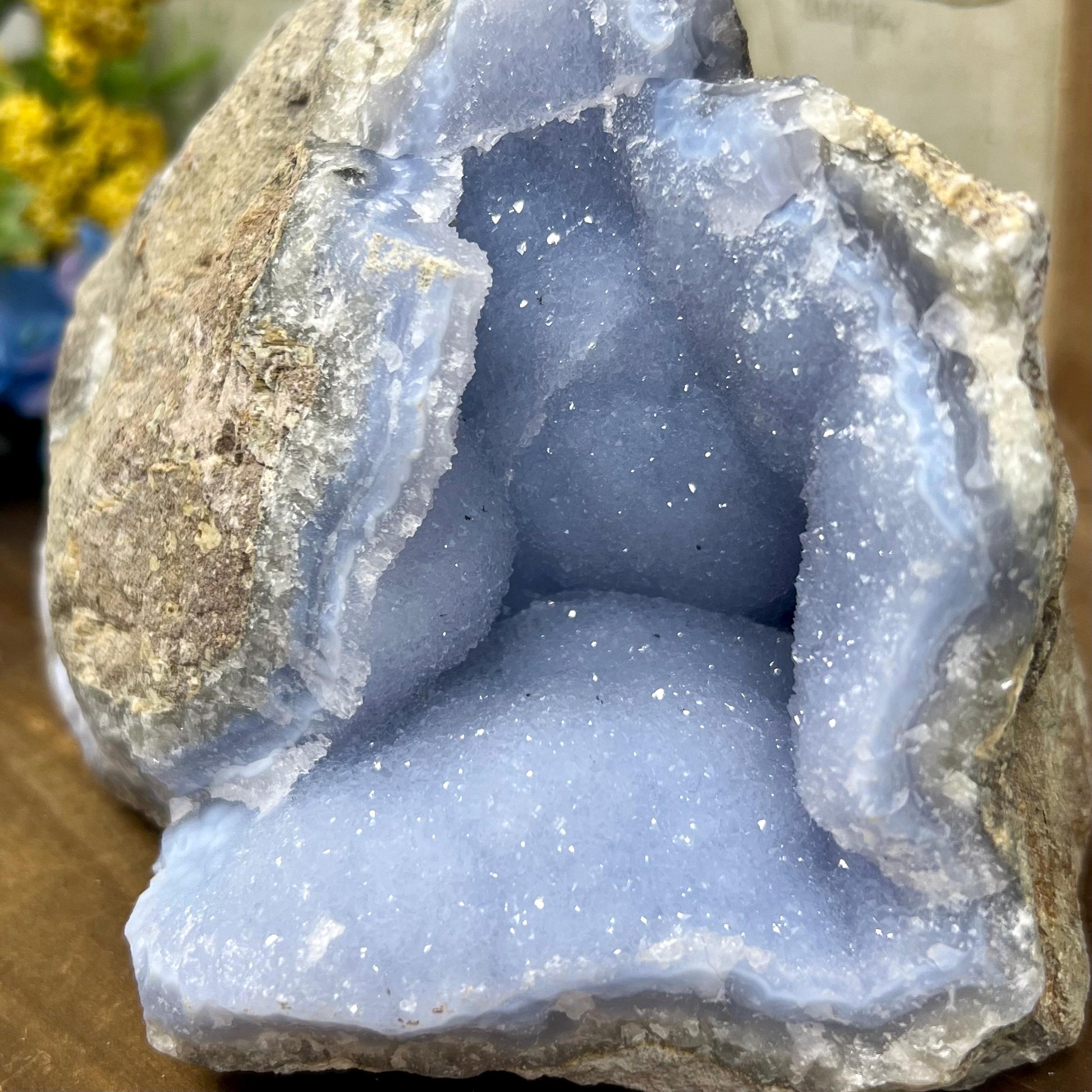 XXL High Quality Raw Blue Lace Agate Geode | Druzy Blue Lace Agate