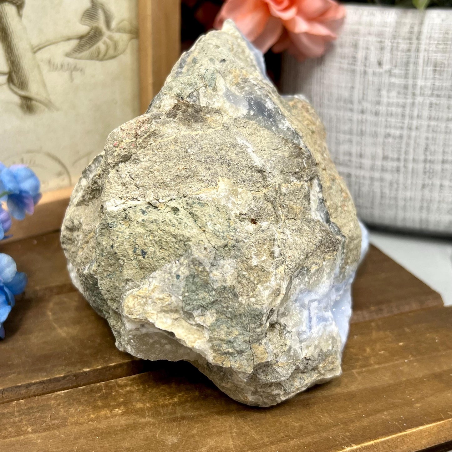 XXL High Quality Raw Blue Lace Agate Geode | Druzy Blue Lace Agate