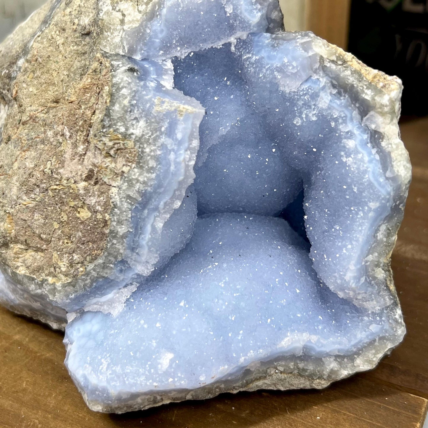 XXL High Quality Raw Blue Lace Agate Geode | Druzy Blue Lace Agate