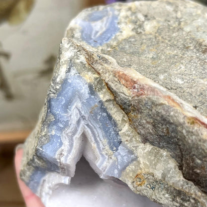 XL High Quality Raw Blue Lace Agate Geode | Druzy Blue Lace Agate