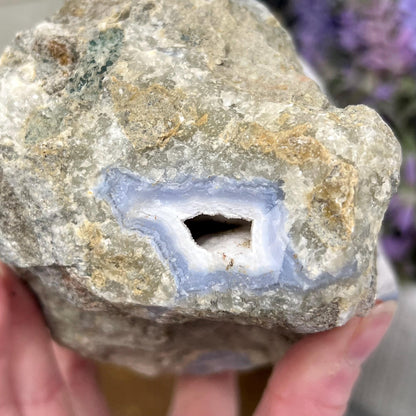 XL High Quality Raw Blue Lace Agate Geode | Druzy Blue Lace Agate