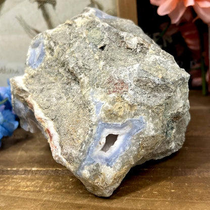 XL High Quality Raw Blue Lace Agate Geode | Druzy Blue Lace Agate