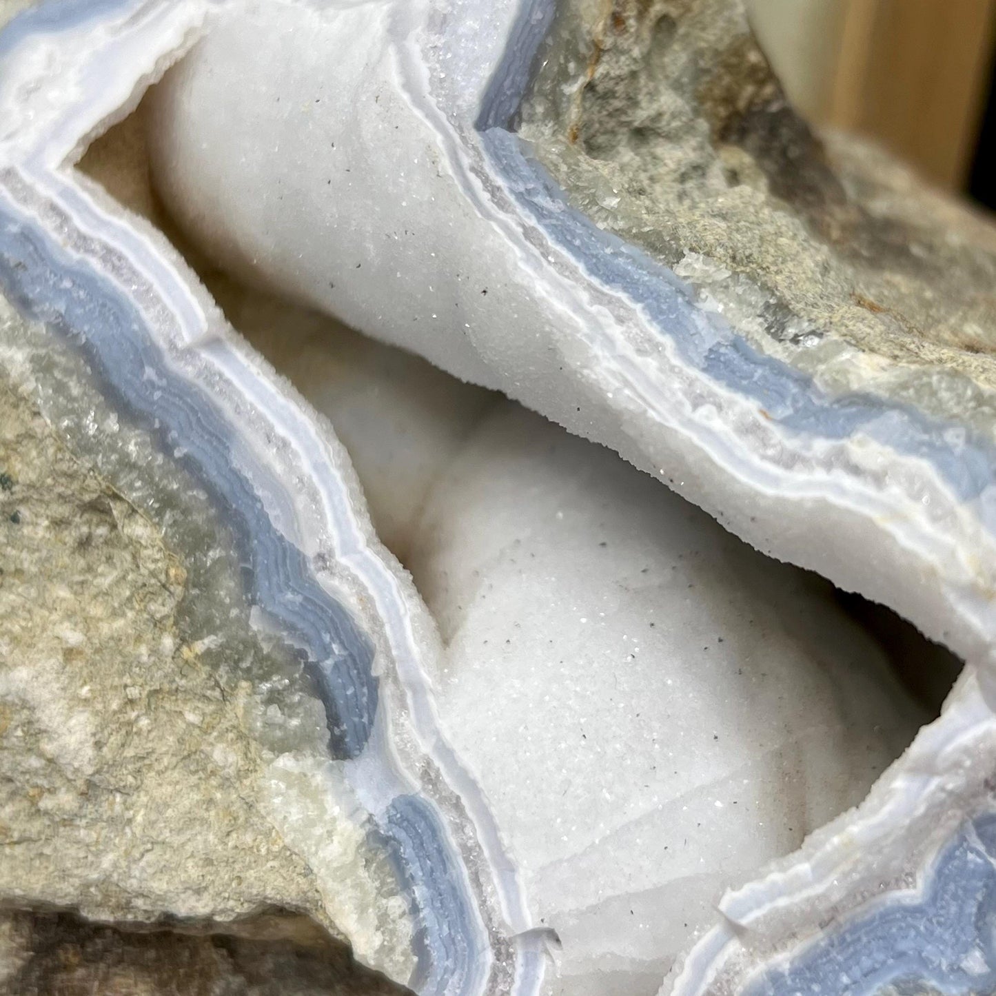 XL High Quality Raw Blue Lace Agate Geode | Druzy Blue Lace Agate
