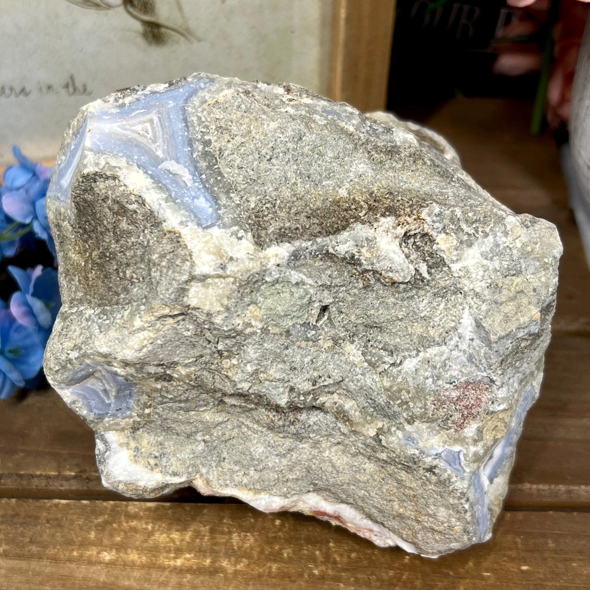 XL High Quality Raw Blue Lace Agate Geode | Druzy Blue Lace Agate