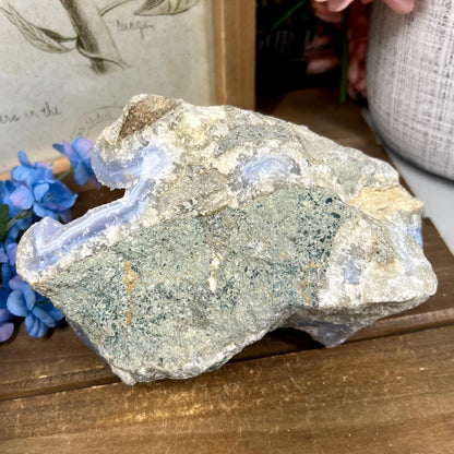 Large High Quality Raw Blue Lace Agate Geode | Druzy Blue Lace Agate