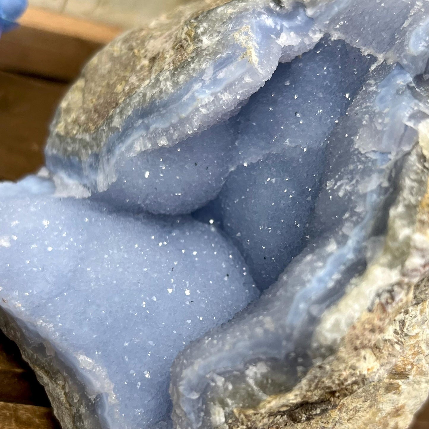 XXL High Quality Raw Blue Lace Agate Geode | Druzy Blue Lace Agate