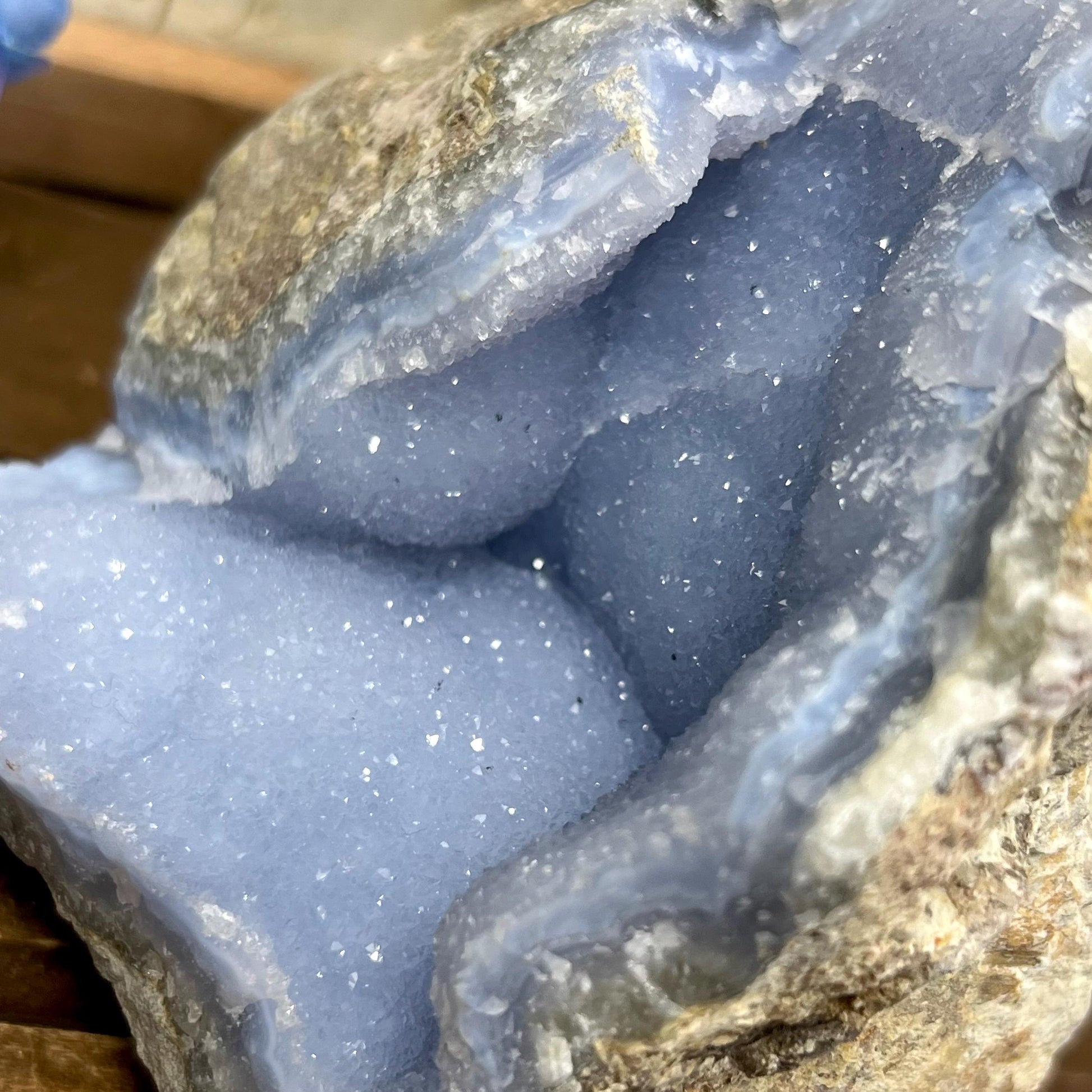 XXL High Quality Raw Blue Lace Agate Geode | Druzy Blue Lace Agate