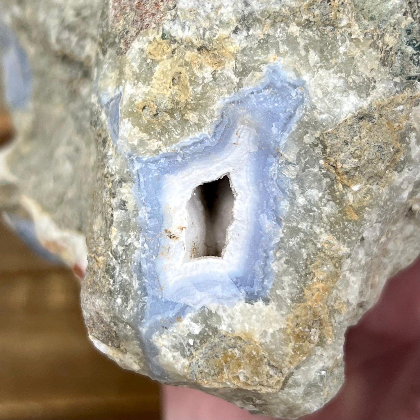 XL High Quality Raw Blue Lace Agate Geode | Druzy Blue Lace Agate