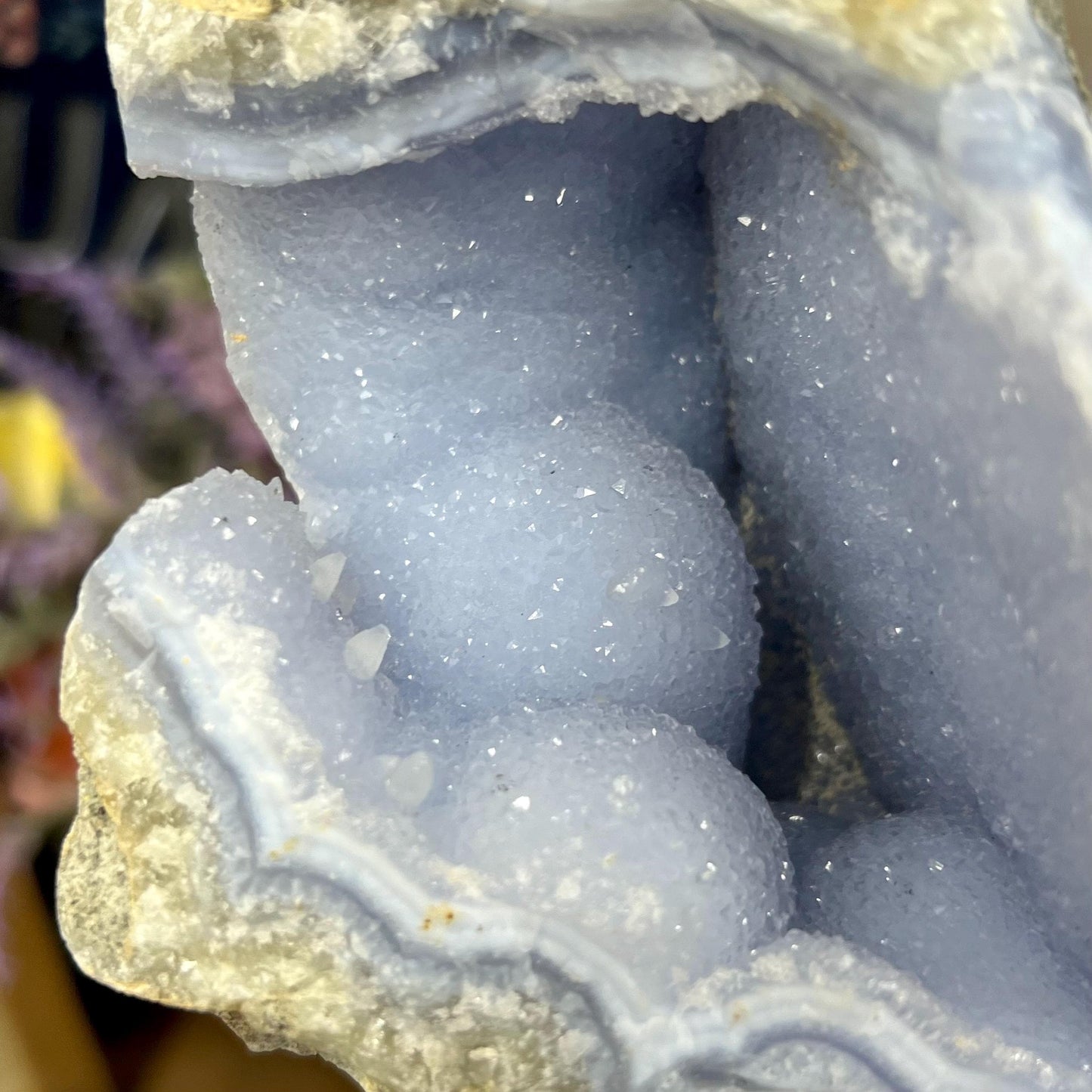 Large High Quality Raw Blue Lace Agate Geode | Druzy Blue Lace Agate