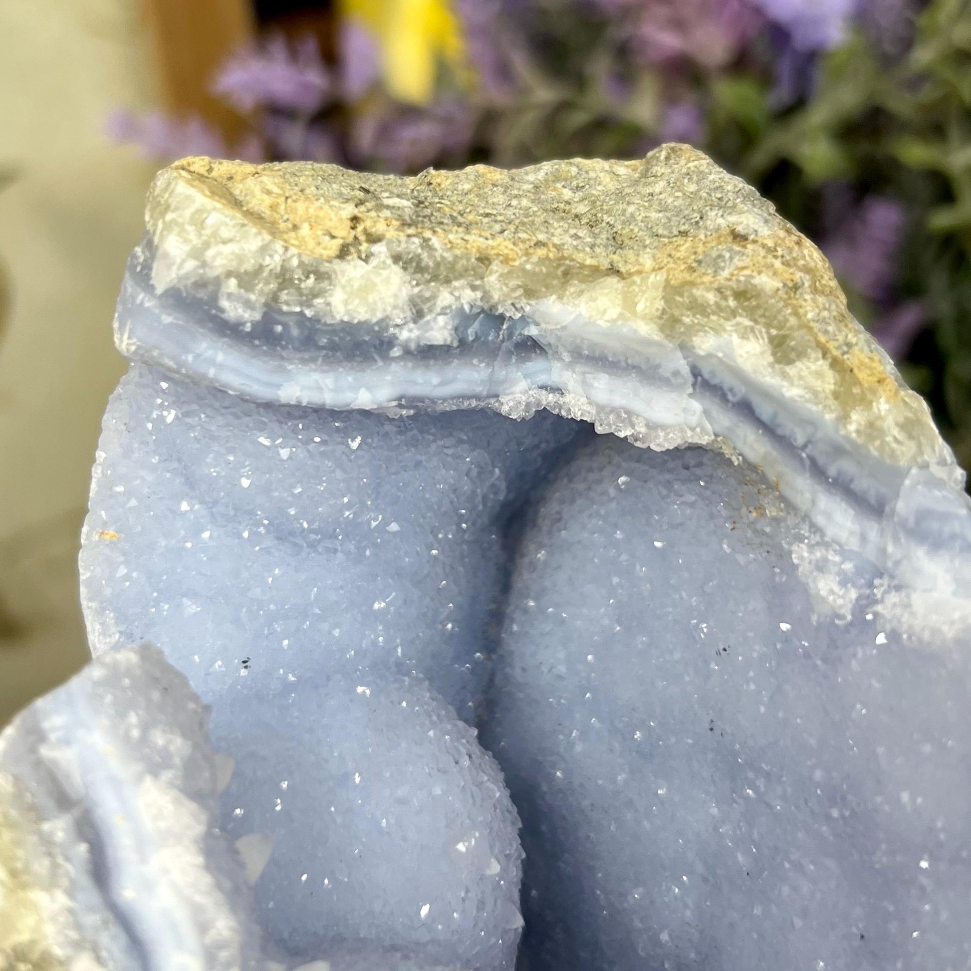 Large High Quality Raw Blue Lace Agate Geode | Druzy Blue Lace Agate