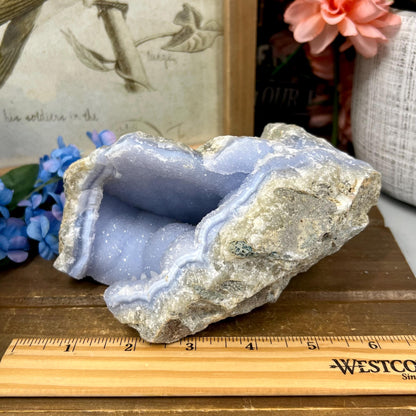 Large High Quality Raw Blue Lace Agate Geode | Druzy Blue Lace Agate