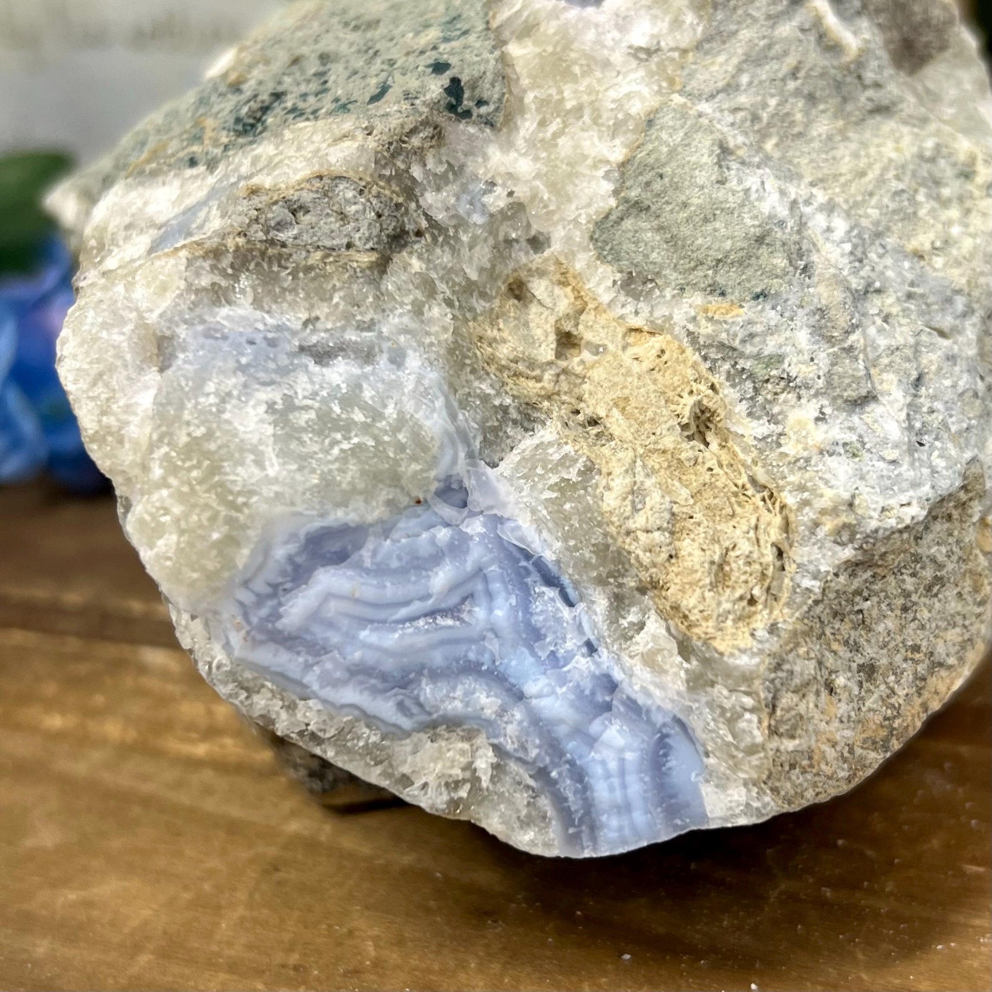 Large High Quality Raw Blue Lace Agate Geode | Druzy Blue Lace Agate