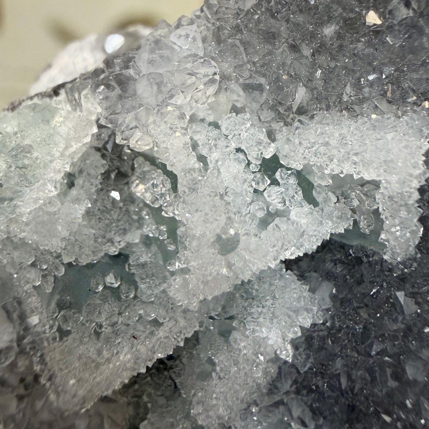 Sparkling Druzy Quartz on Cubic Fluorite | Quartz Epimorphs After Fluorite Cubes | Light Green Fluorite Mineral Specimen