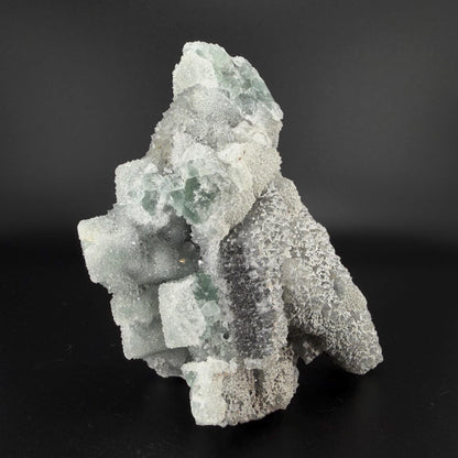 Sparkling Druzy Quartz on Cubic Fluorite | Quartz Epimorphs After Fluorite Cubes | Light Green Fluorite Mineral Specimen