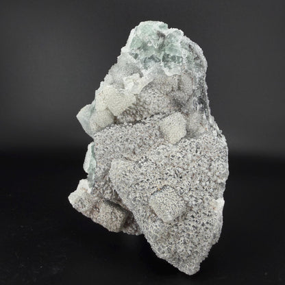 Sparkling Druzy Quartz on Cubic Fluorite | Quartz Epimorphs After Fluorite Cubes | Light Green Fluorite Mineral Specimen