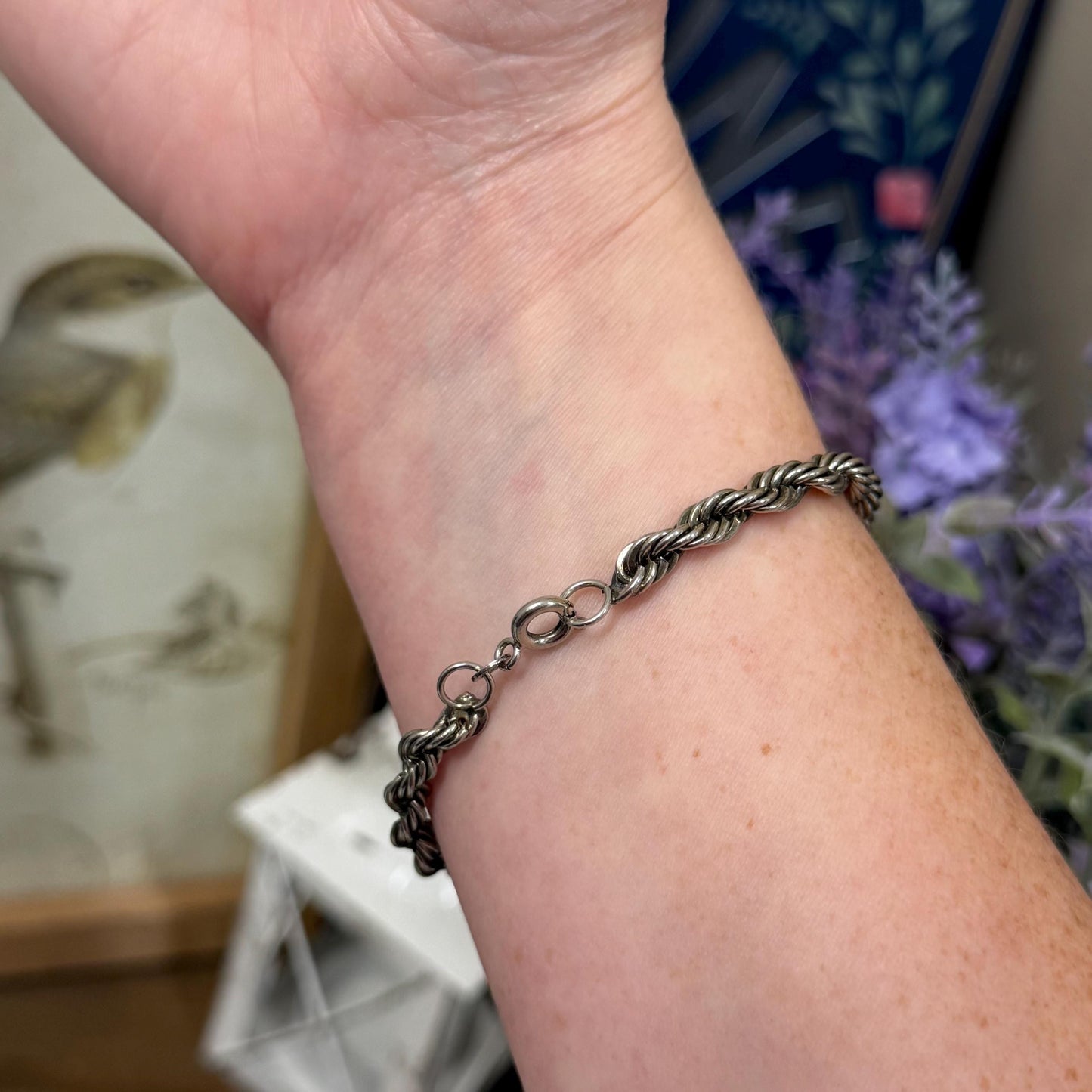 Vintage Sterling Silver Twisted Rope Bracelet | Italian Silver Rope Bracelet | 925 Silver Jewelry | Spiral Link Bracelet | Vintage Jewelry