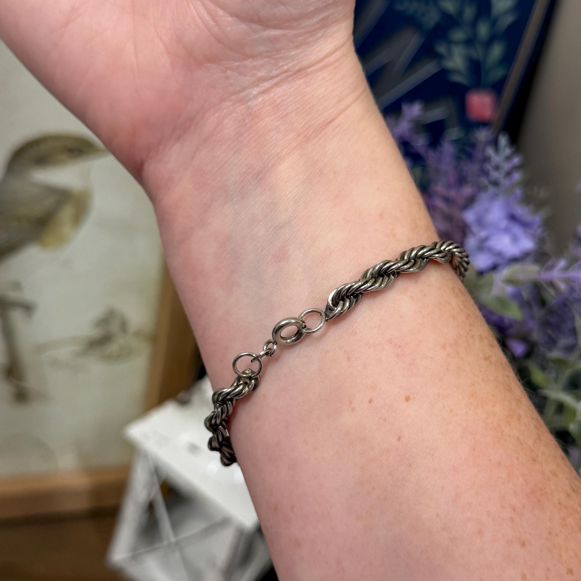 Vintage Sterling Silver Twisted Rope Bracelet | Italian Silver Rope Bracelet | 925 Silver Jewelry | Spiral Link Bracelet | Vintage Jewelry