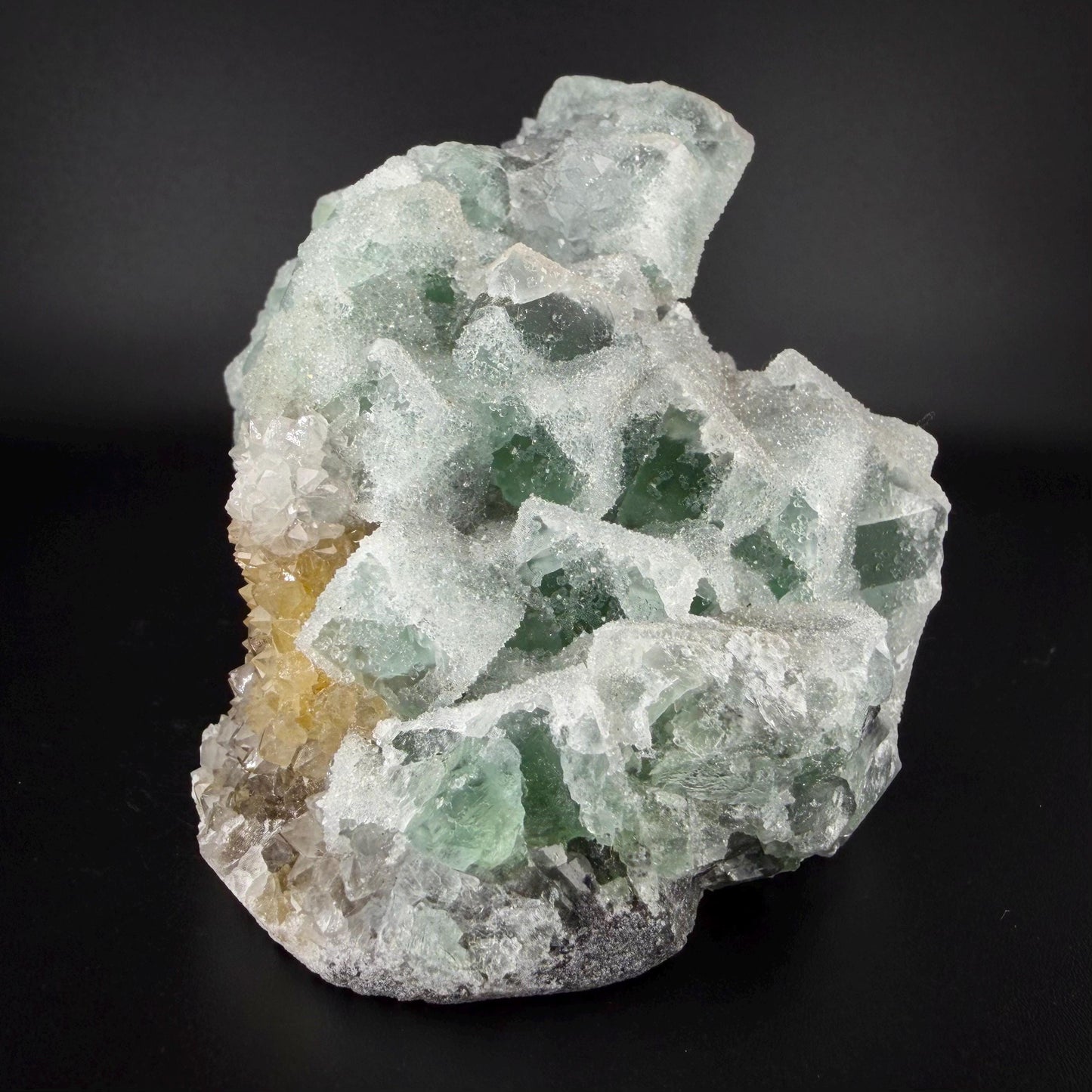 Sparkling Druzy Quartz on Cubic Fluorite | Quartz Epimorphs After Fluorite Cubes | Light Green Fluorite Specimen