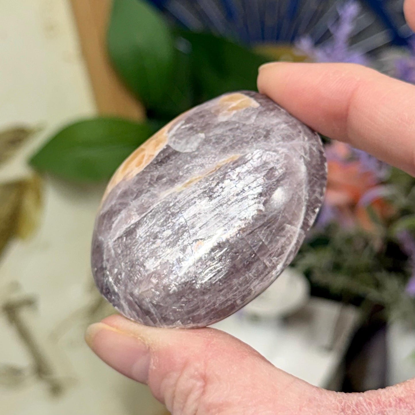 Unique Anhydrite Palm Stone | Rare Purple Anhydrite