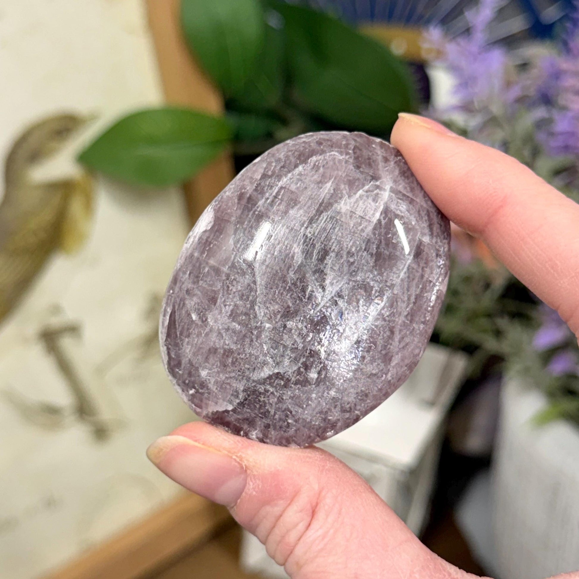 Unique Anhydrite Palm Stone | Rare Purple Anhydrite