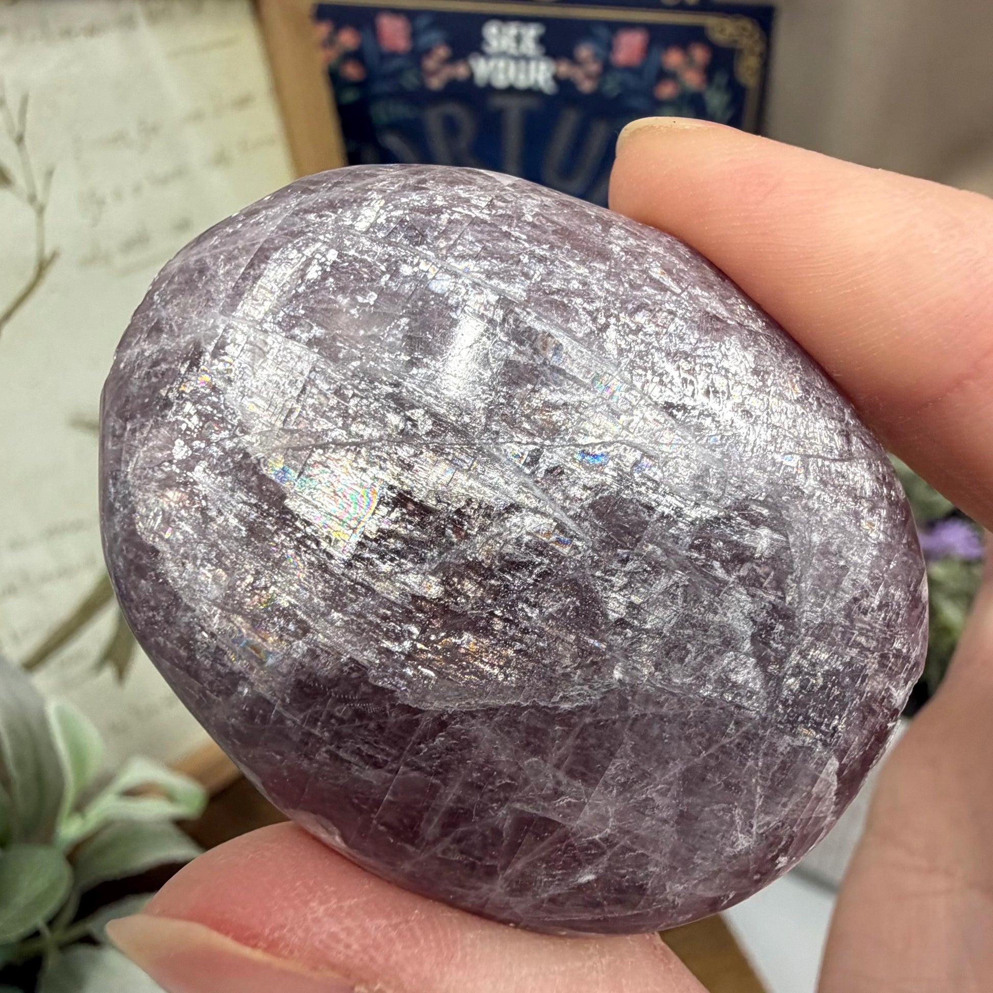 Unique Anhydrite Palm Stone | Rare Purple Anhydrite