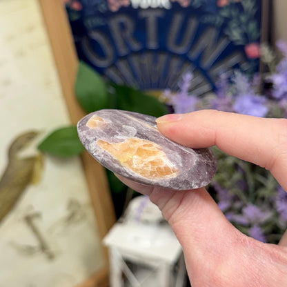 Unique Anhydrite Palm Stone | Rare Purple Anhydrite