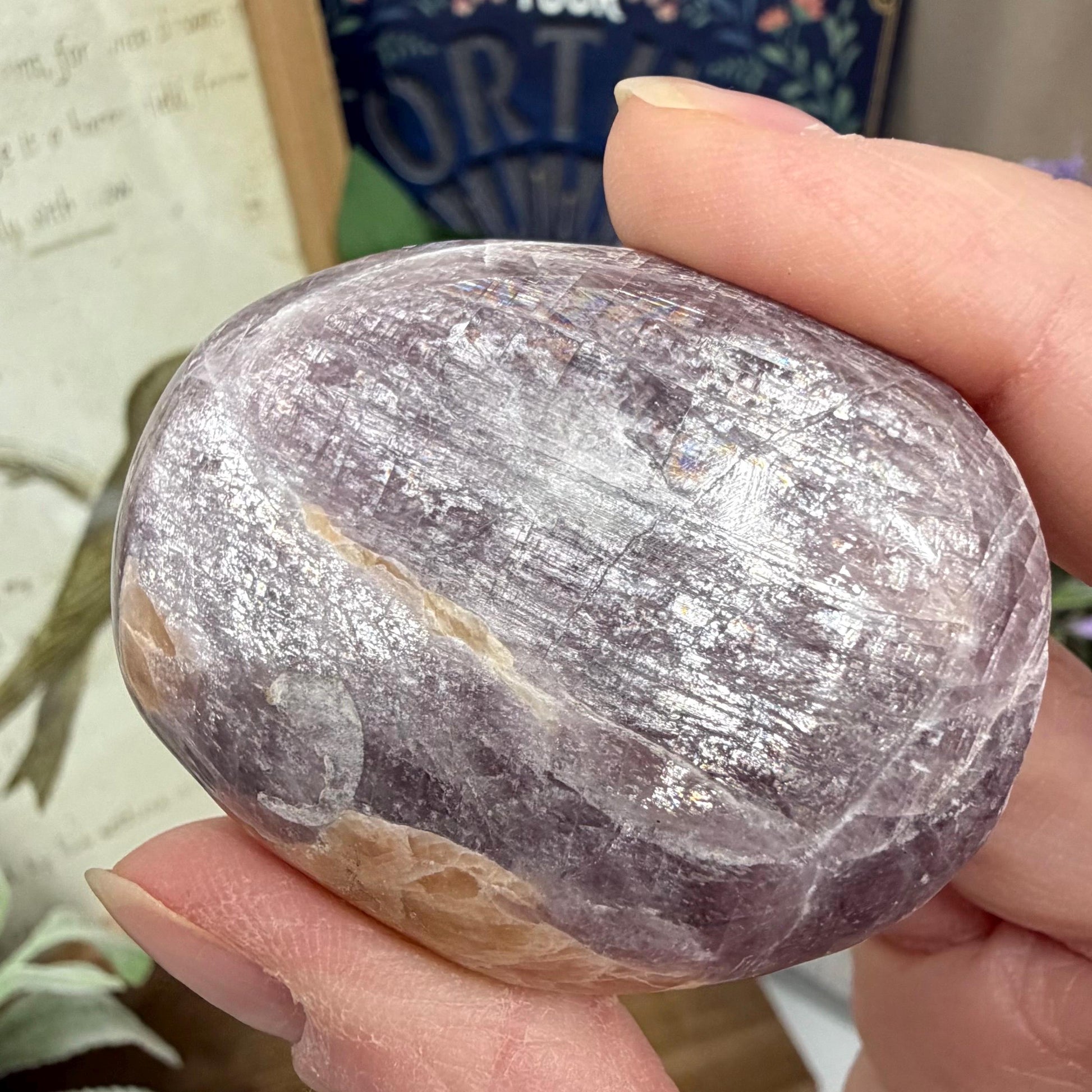 Unique Anhydrite Palm Stone | Rare Purple Anhydrite