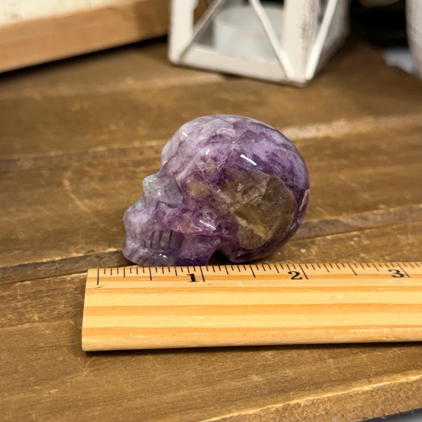 Small Purple Fluorite Skull | Banded Fluorite Crystal Skull
