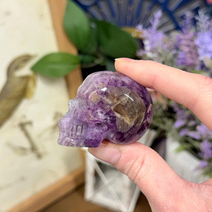 Small Purple Fluorite Skull | Banded Fluorite Crystal Skull
